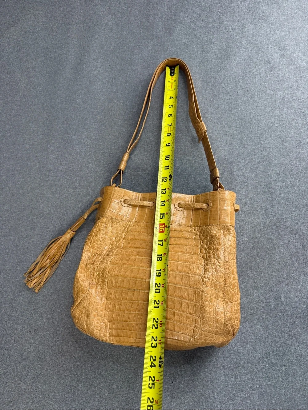 Nancy Gonzalez Crocodile Leather Tassel Drawstring Bucket Bag